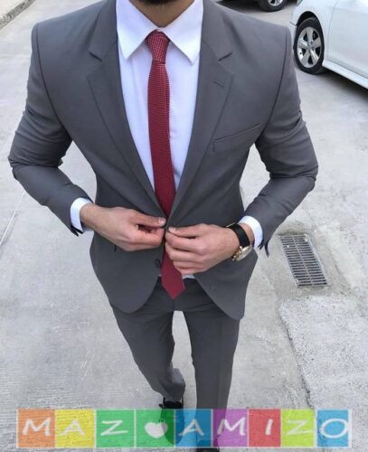 بدل رجالي باللون الرصاصي